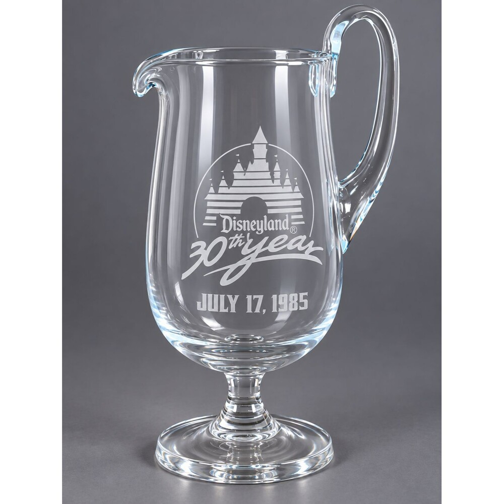 Vintage Disneyland 30th Anniversary Glass Foot Pitcher July 17, 1985 Disney 48oz